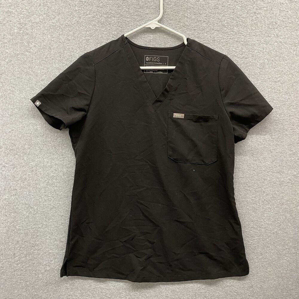 FIGS Technical Collection Catarina One-Pocket Women Black Scrub Top Size S EUC